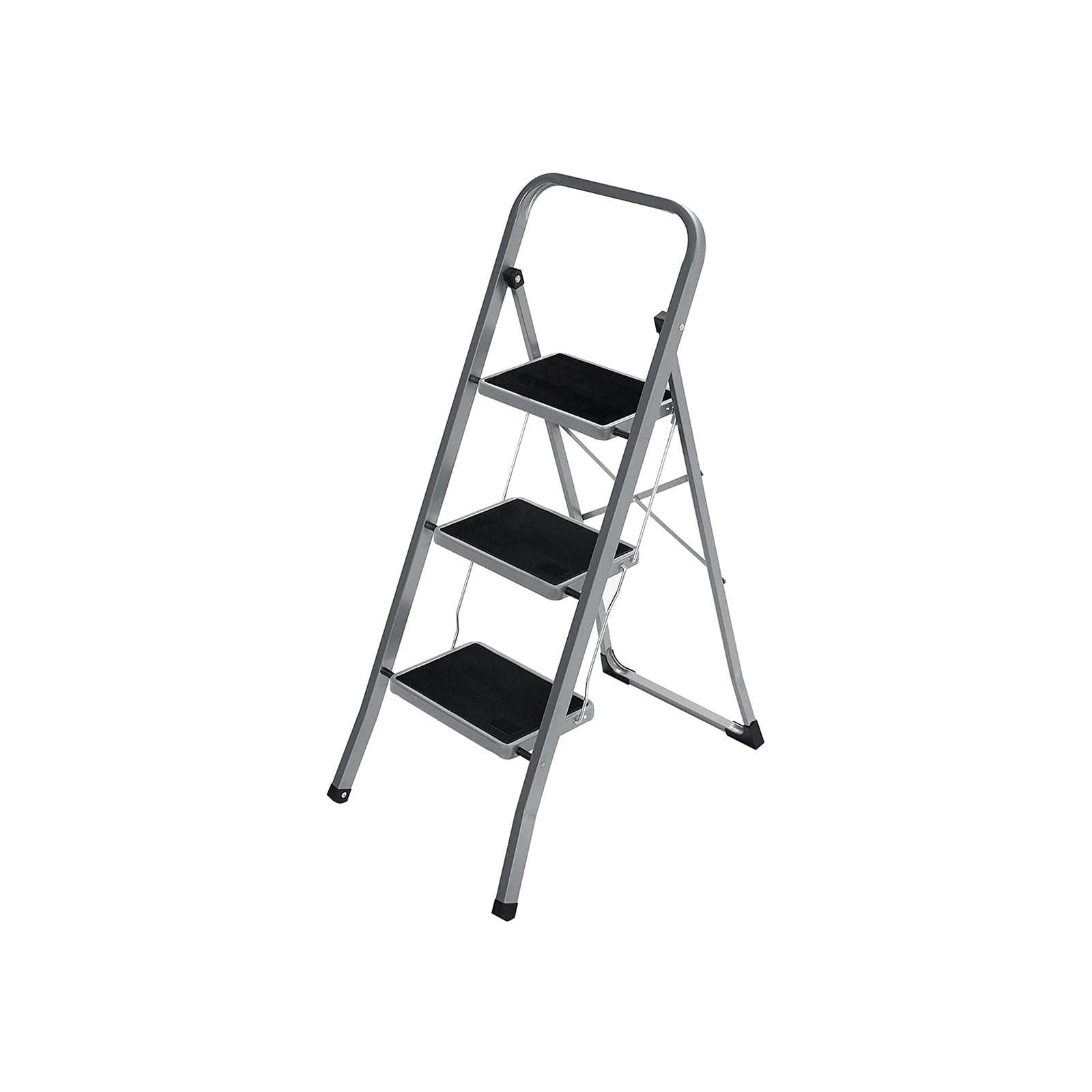 Drabina schodkowa Songmics, 3 stopnie, szaro-czarna