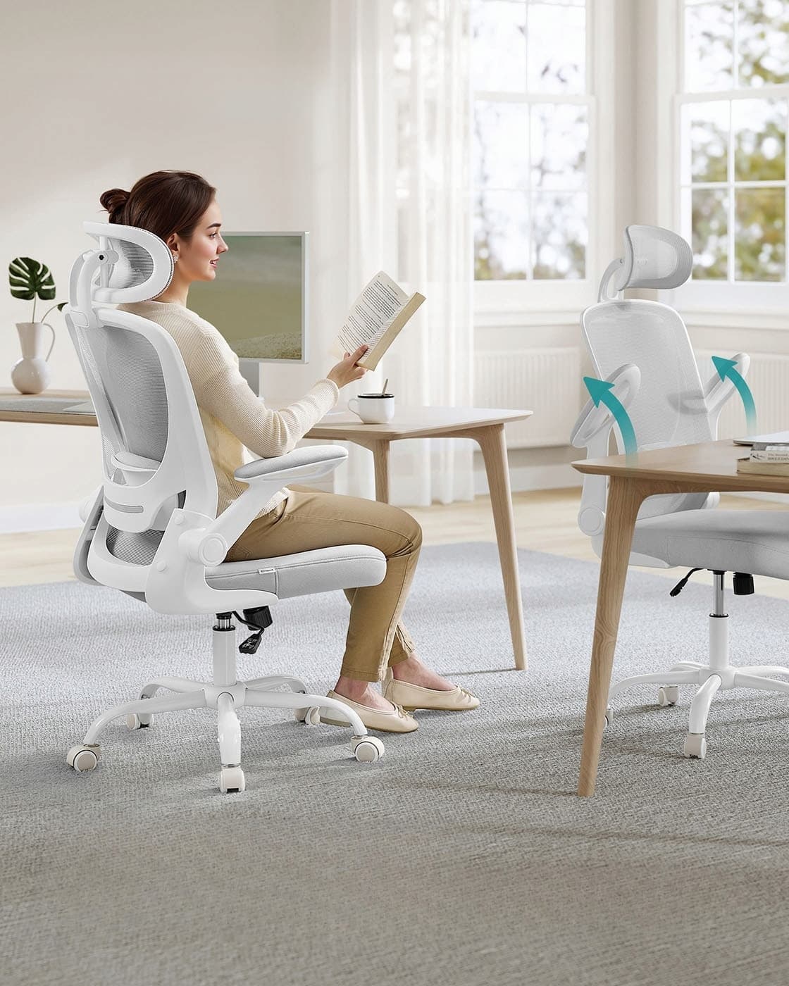 Fotel biurowy obrotowy ergonomiczny Songmics, szary