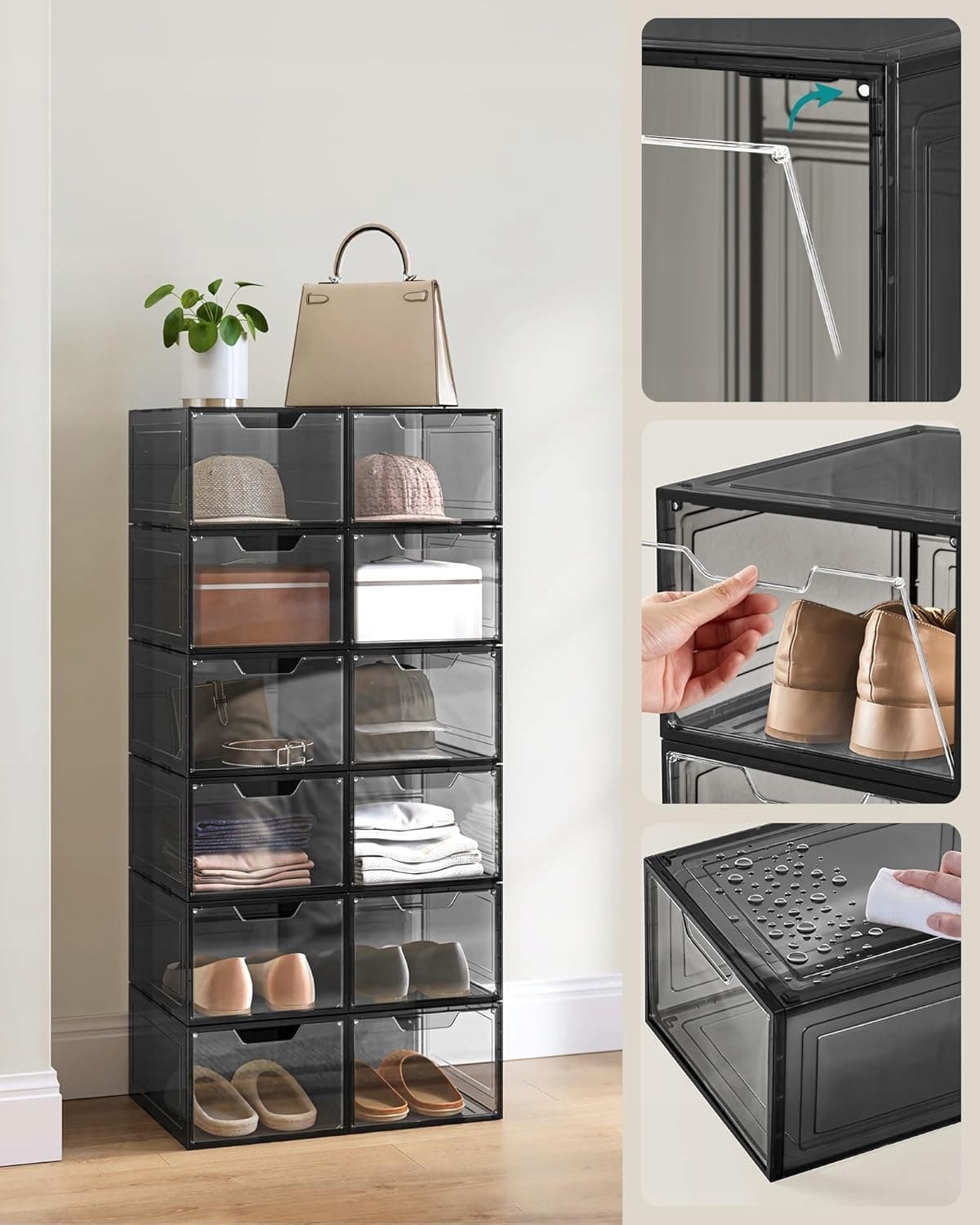 Pudełka na buty modułowe składane organizer zestaw 12 szt