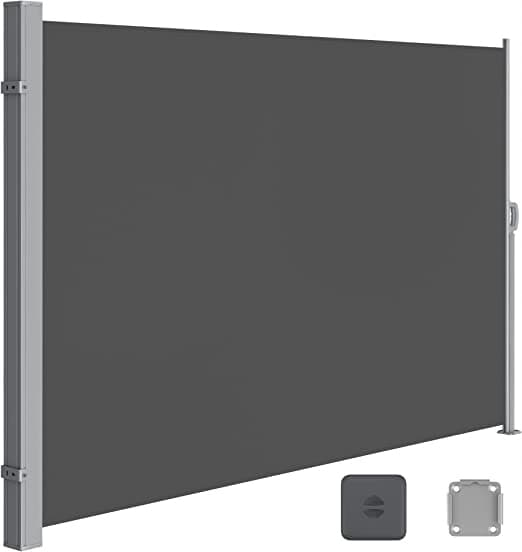 Markiza/roleta boczna SONGMICS ze skrzynką stalową antracyt 350 x 160 cm