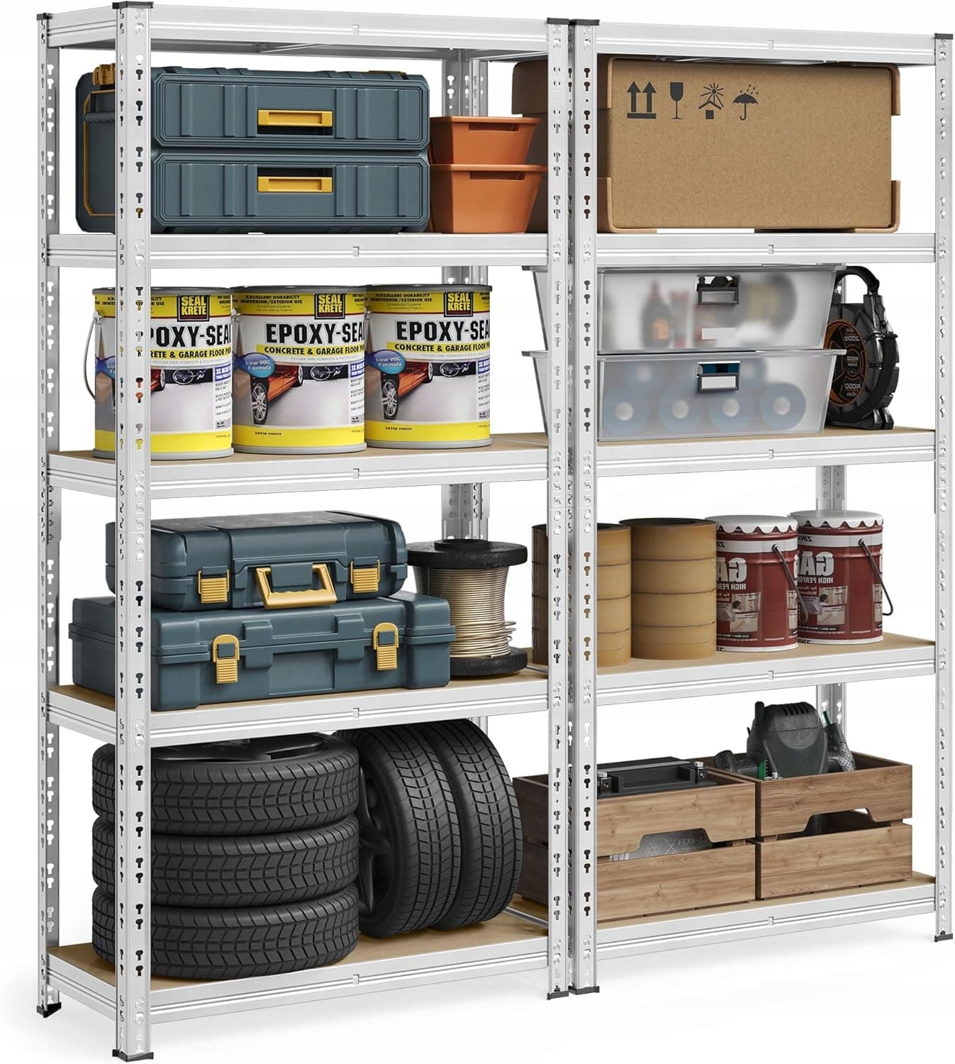 Regał magazynowy metalowy Songmics 180 x 90 x 40 cm max 175 kg na półkę