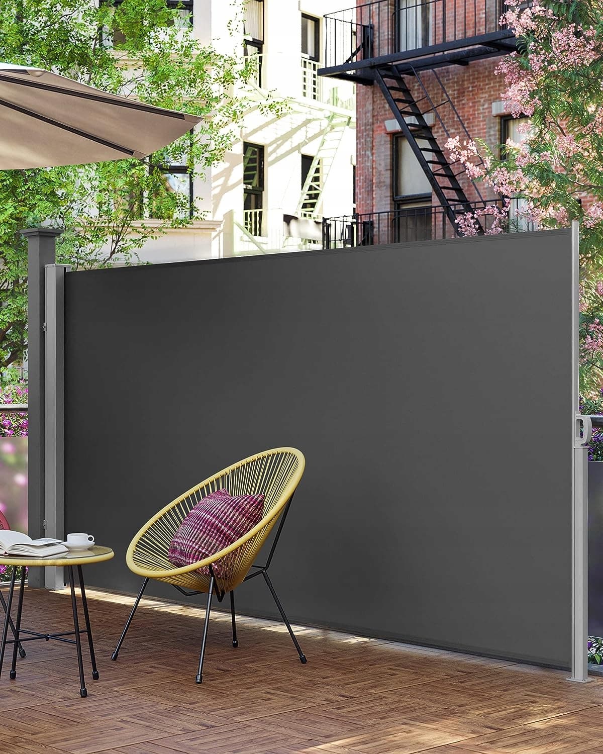 Markiza/roleta boczna SONGMICS ze skrzynką stalową antracyt 350 x 160 cm