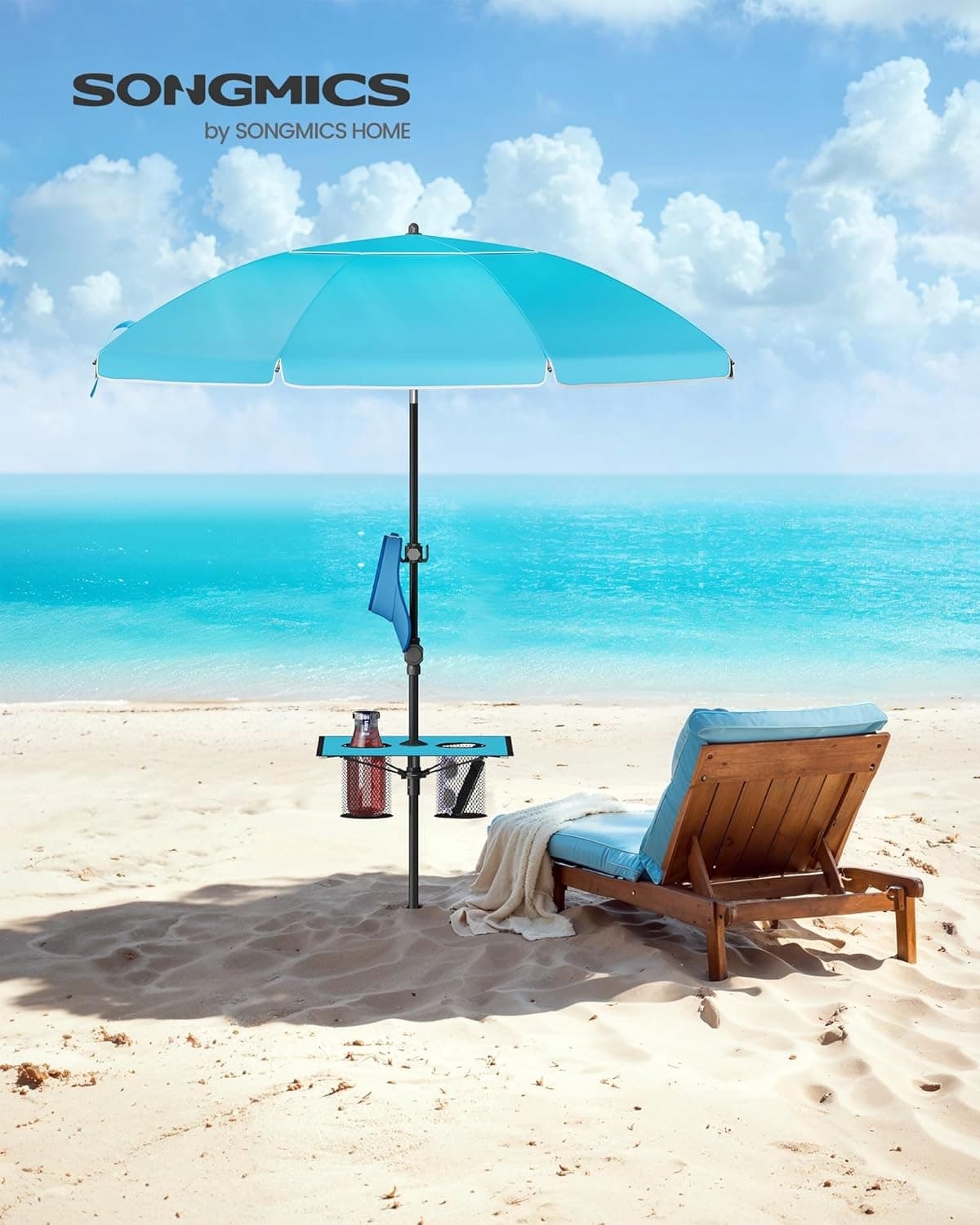 KLASYCZNY PARASOL PLAŻOWY OGRODOWY 160 x 206 cm NIEBIESKI