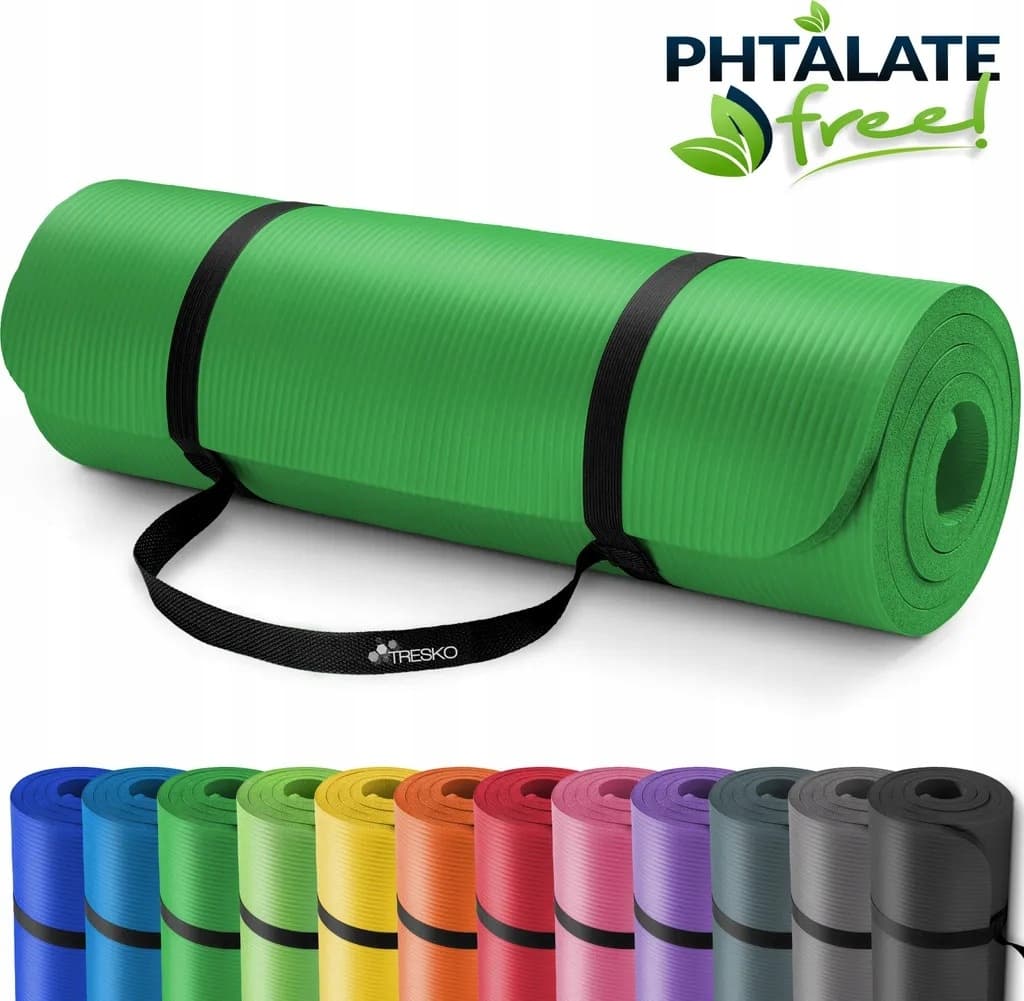 TRESKO mata do jogi fitness gimnastyczna pilates 185x60x1cm ZIELONY
