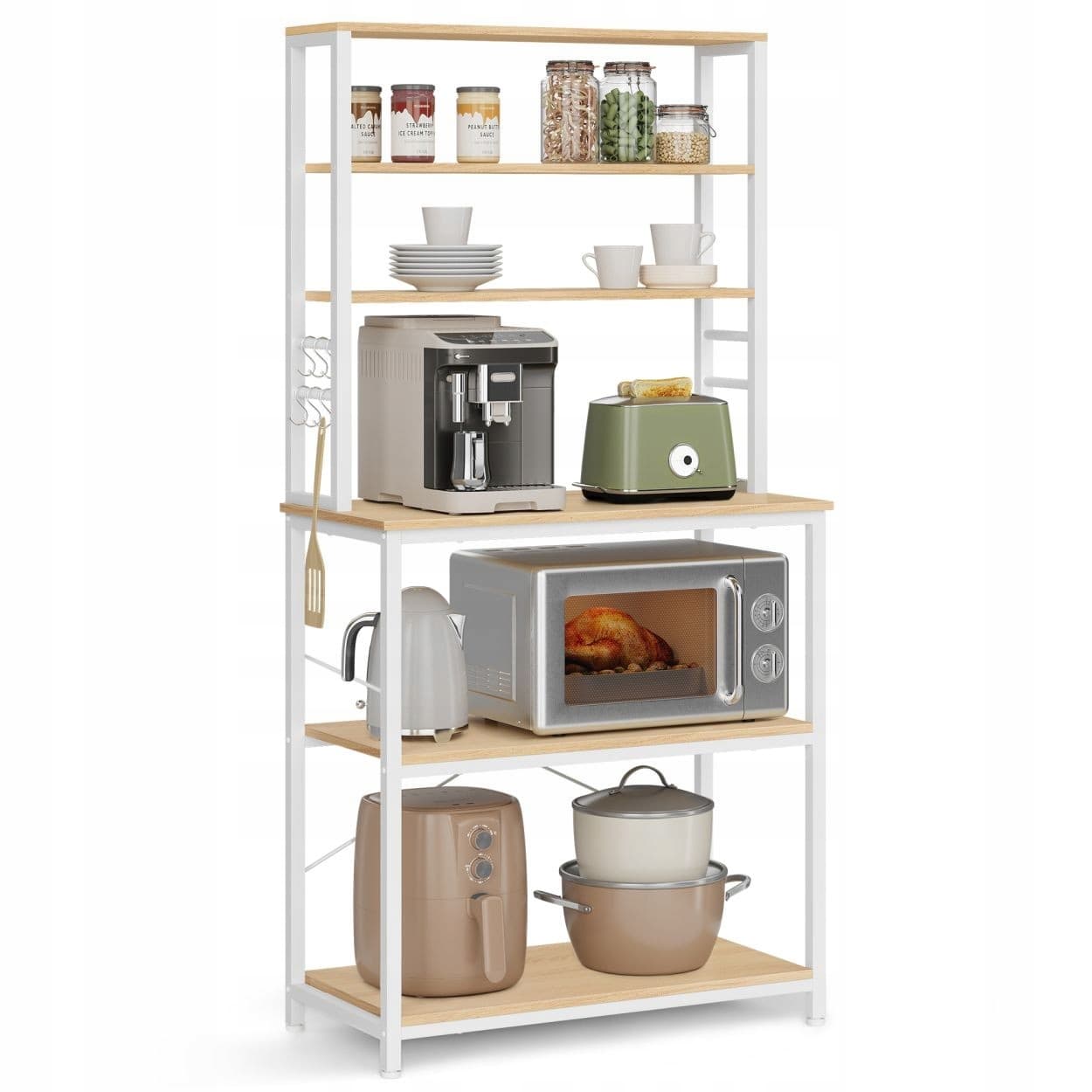Szafka kuchenna Songmics biała płyta MDF 6 półek 40 x 80 x 167 cm
