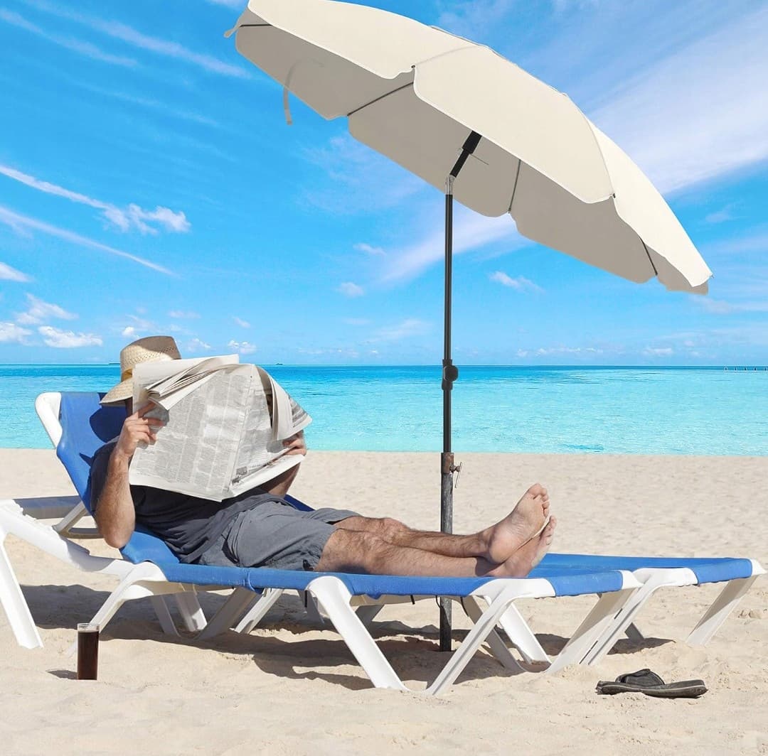 Parasol plażowy z wysięgnikiem Songmics, beżowy