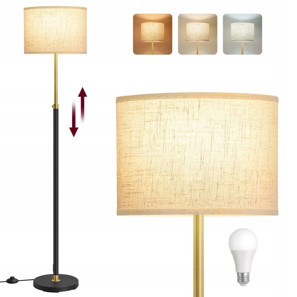 Lampa stojąca Songmics regulowana, beżowa