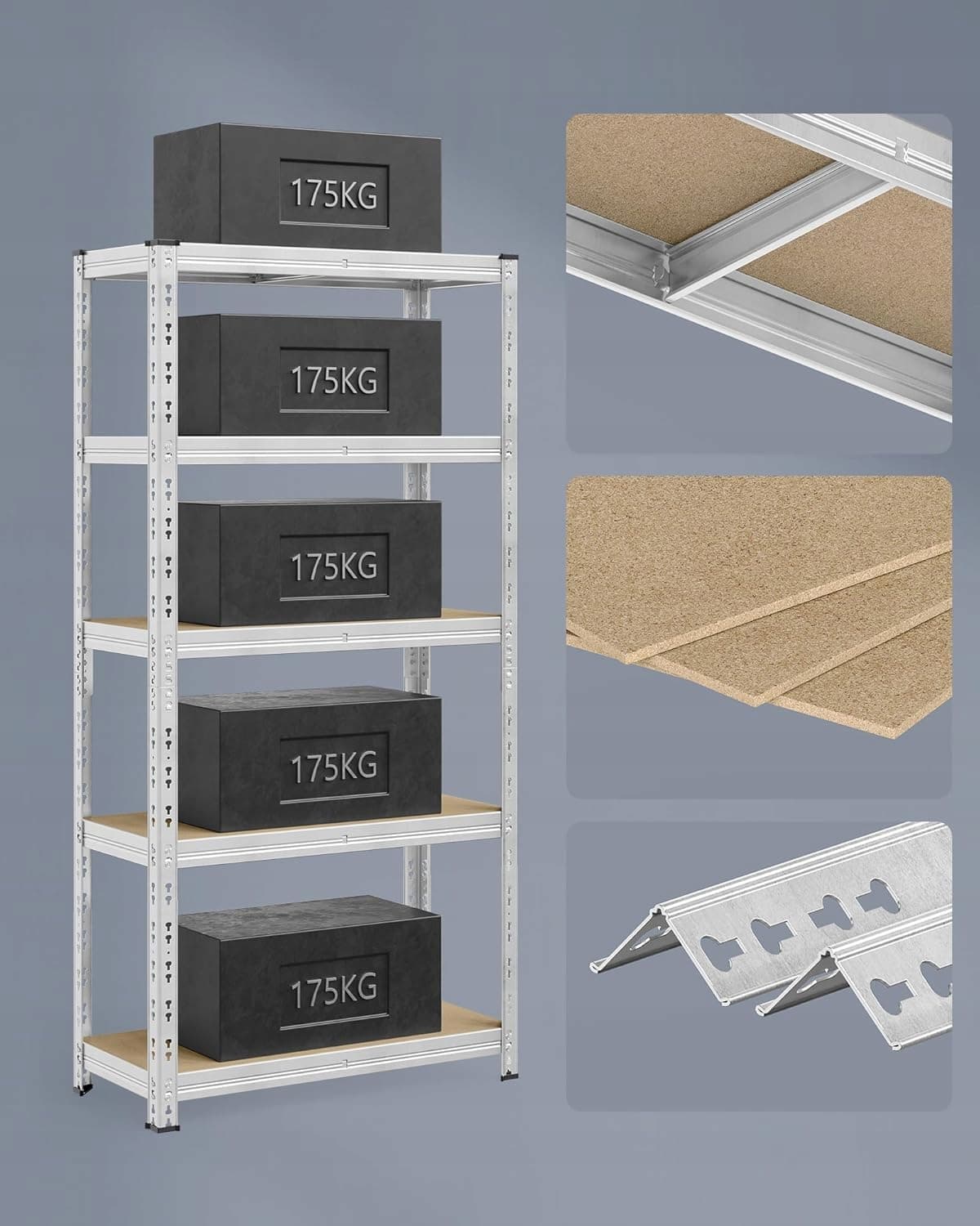 Regał magazynowy metalowy Songmics 180 x 90 x 40 cm max 175 kg na półkę