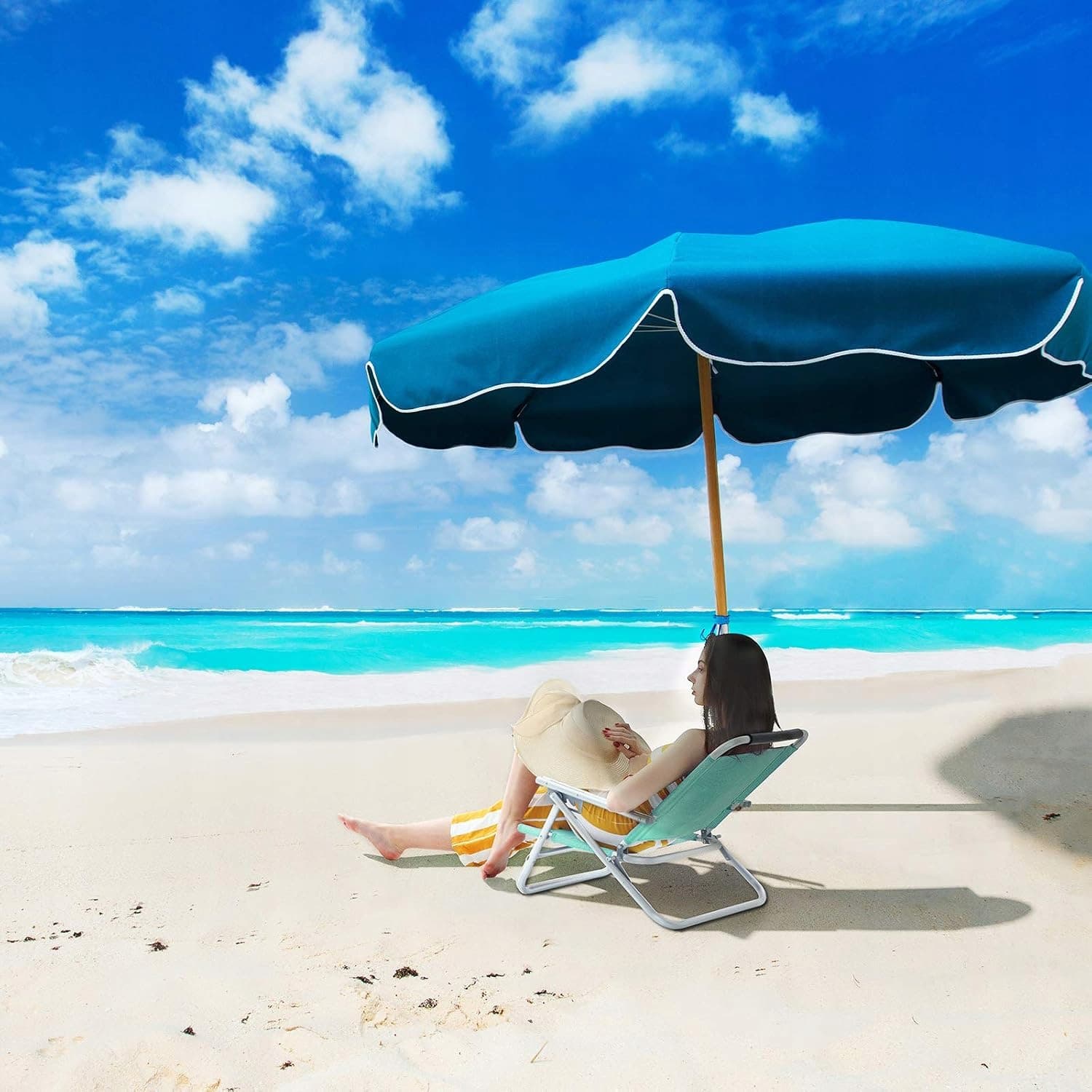 Leżak plażowy, ogrodowy zielony