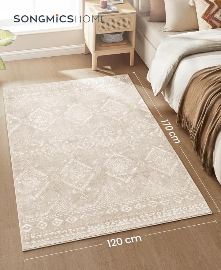 SONGMICS HOME Dywan 120 x 170 cm, beżowy dywan do salonu TAR027K01V1