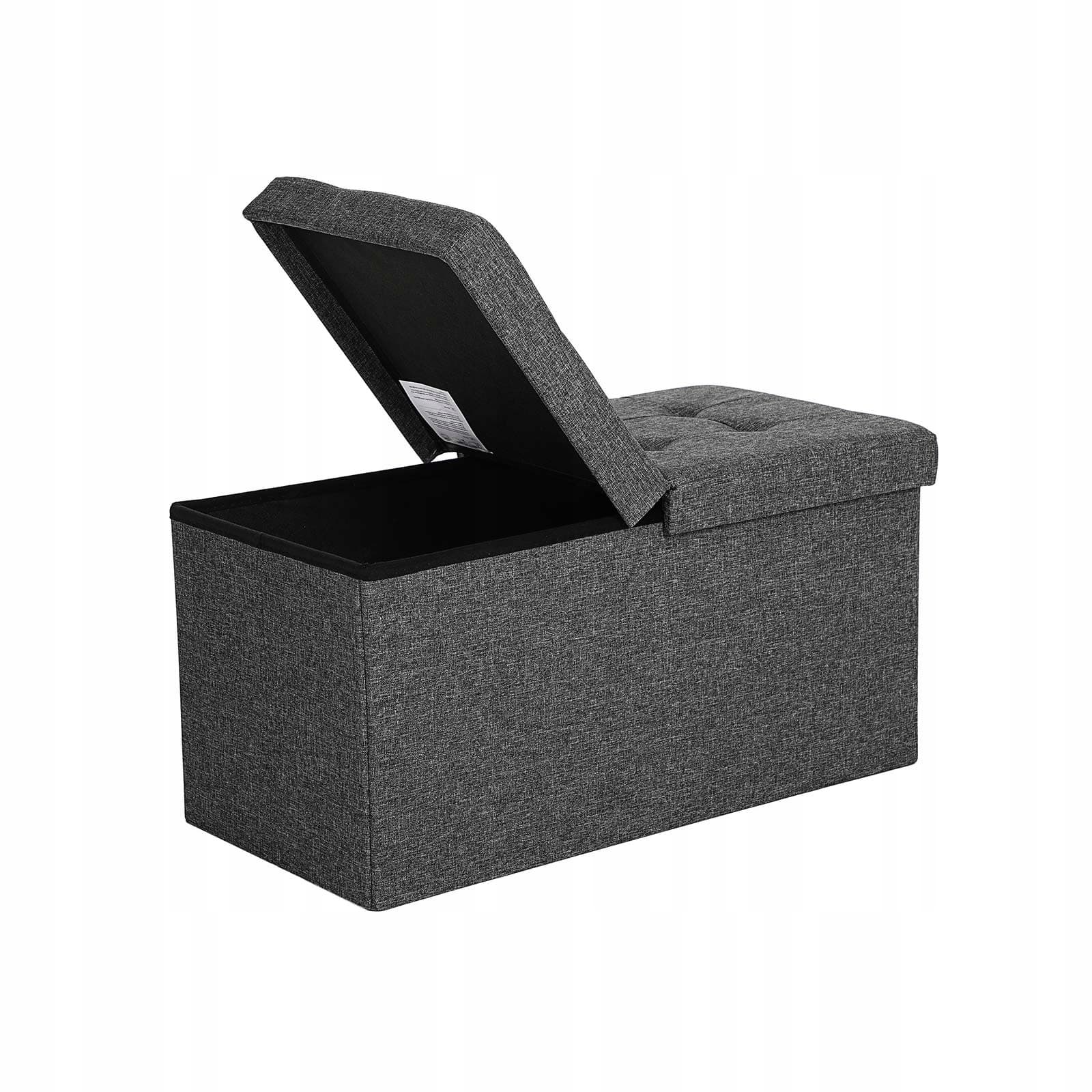 Pufa z pojemnikiem ciemnoszara 76x38 cm prostokątna ławka organizer