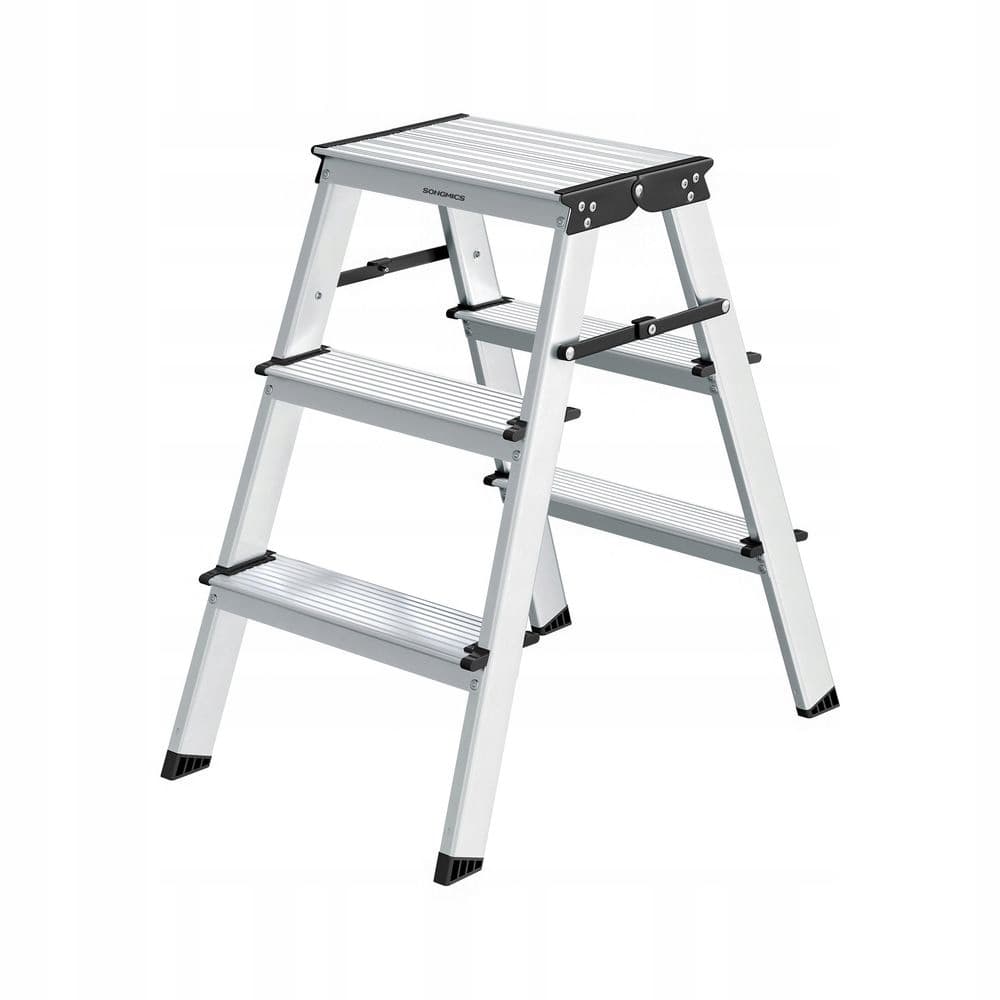 DRABINA ALUMINIOWA 3 STOPNIE SKŁADANA ANTYPOŚLIZGOWA LEKKA 150 KG