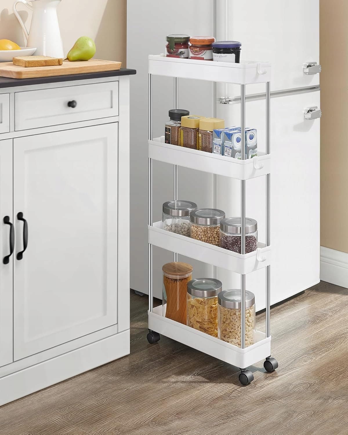 Szafka kuchenna organizer na kółkach Songmics biały 13 x 42 x 86 cm biały