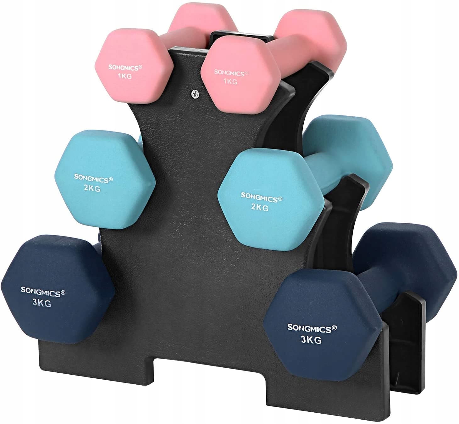 Hantle powlekane/gumowane stałe Songmics zestaw 12KG