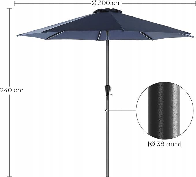 Parasol klasyczny Songmics niebieski 300 x 240 cm