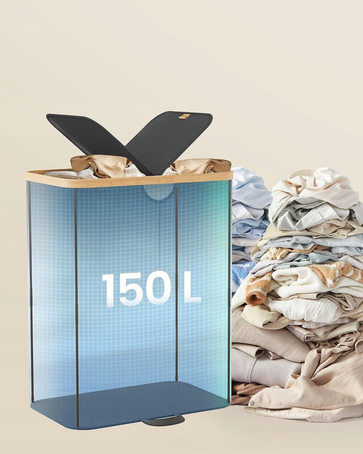 Kosz wolnostojący na pranie Songmics 150l czarny