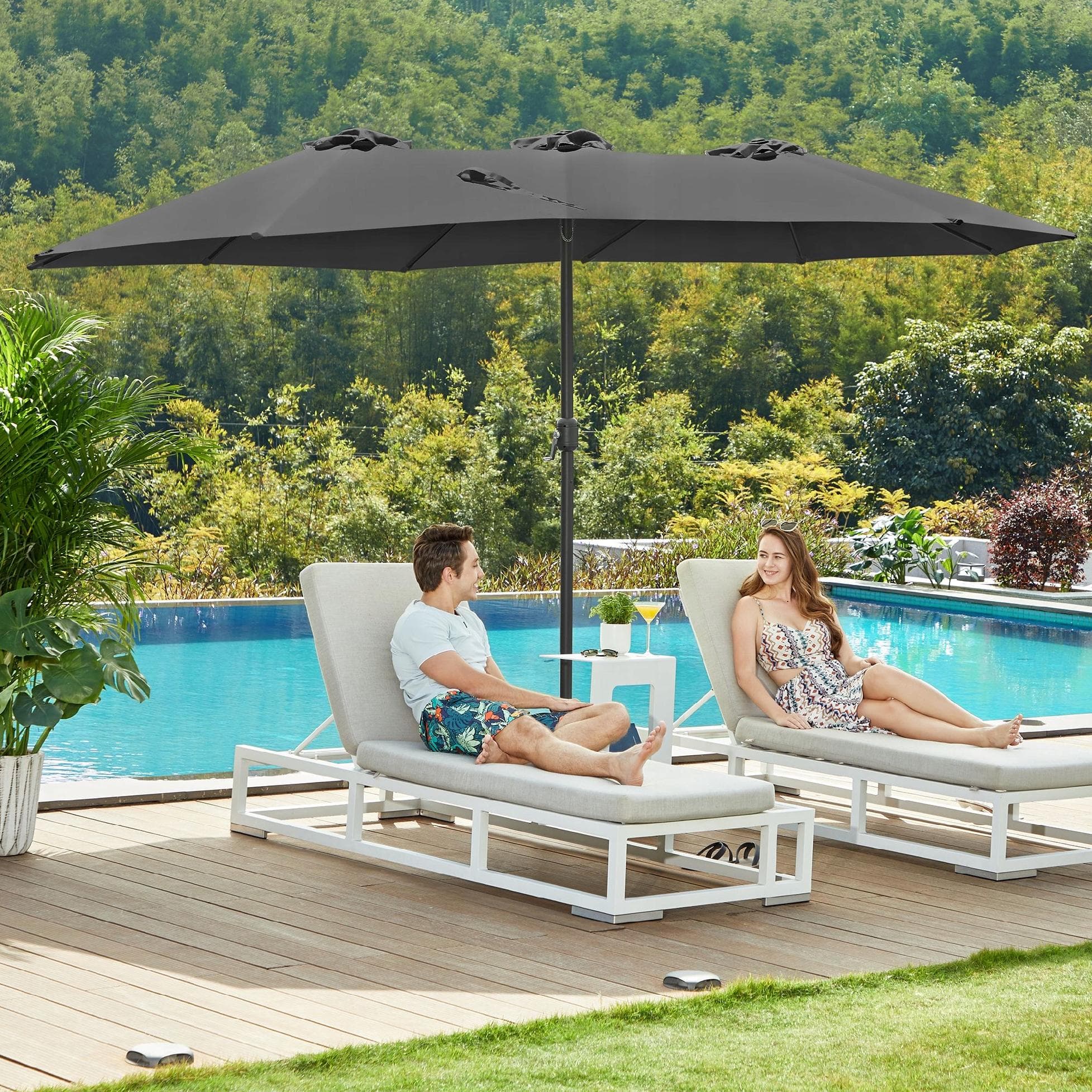Parasol klasyczny OGRODOWY Songmics szary 460 x 245 cm