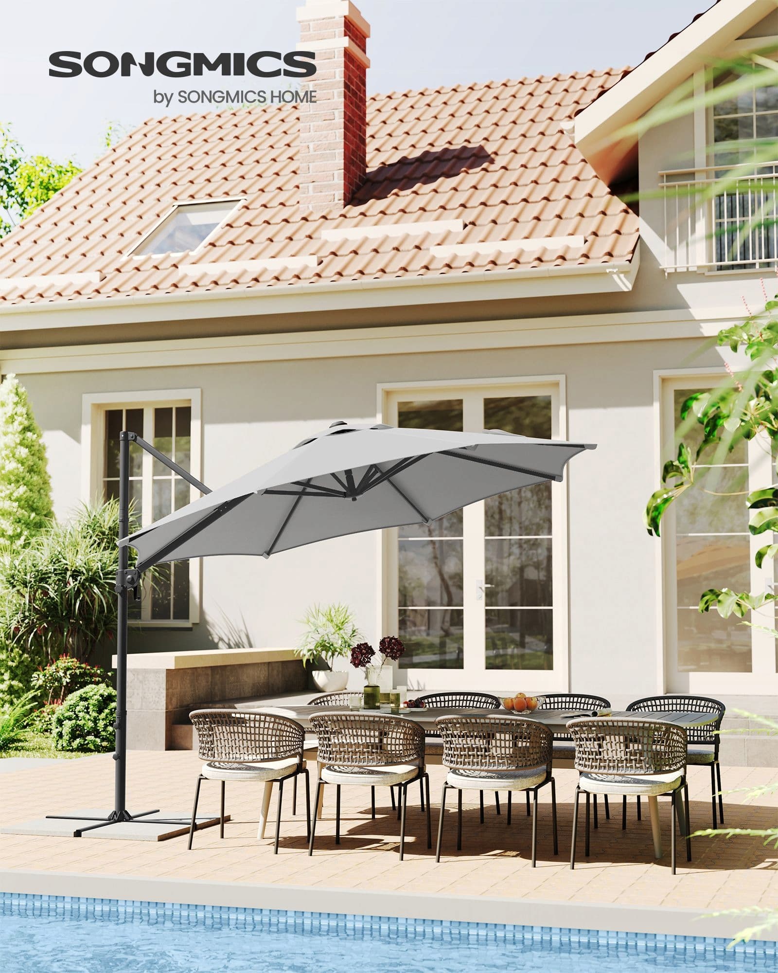 Parasol Songmics szary 300 x 240 cm